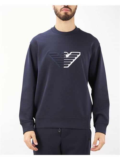 Double jersey sweatshirt with maxi eagle embossed on chevron background Emporio Armani EMPORIO ARMANI |  | 6D1M761JHSZ920